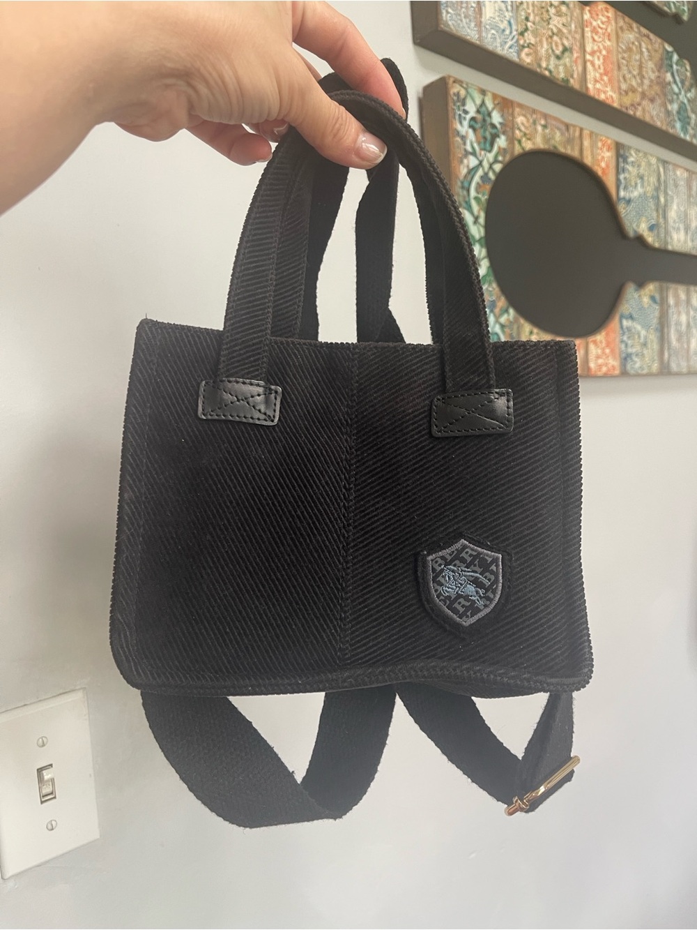 Burberry Black Corduroy Mini Backpack